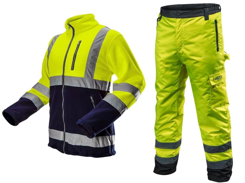 NEO TOOLS Herren Arbeitsjacke in Strick-Optik, 100% Polyester, Gr. S-3XL, warme Fleece-Qualität mit Einsätzen aus Softshell-Stoff | Gr. XL