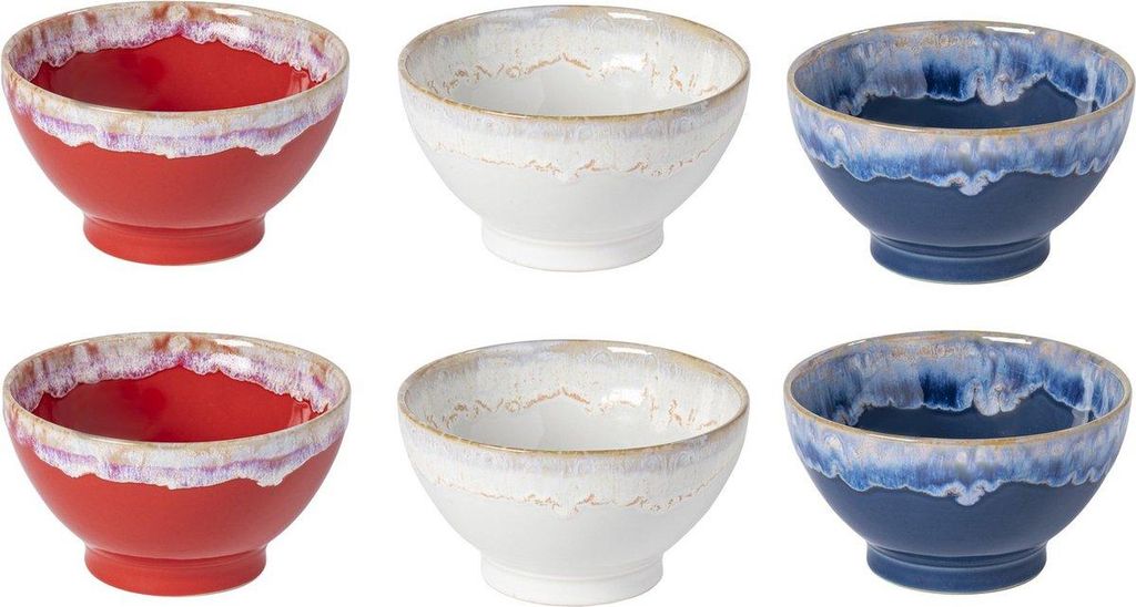 COSTA NOVA Grespresso Schalen-Set 6-teilig – Rot, Weiß & Blau – 15 cm – Hand Portugal