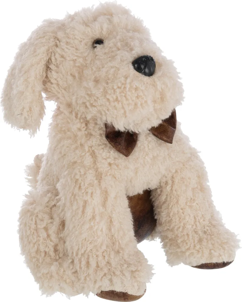 J-Line Butoir de porte Chien Polyester Beige clair - Cale-porte Design
