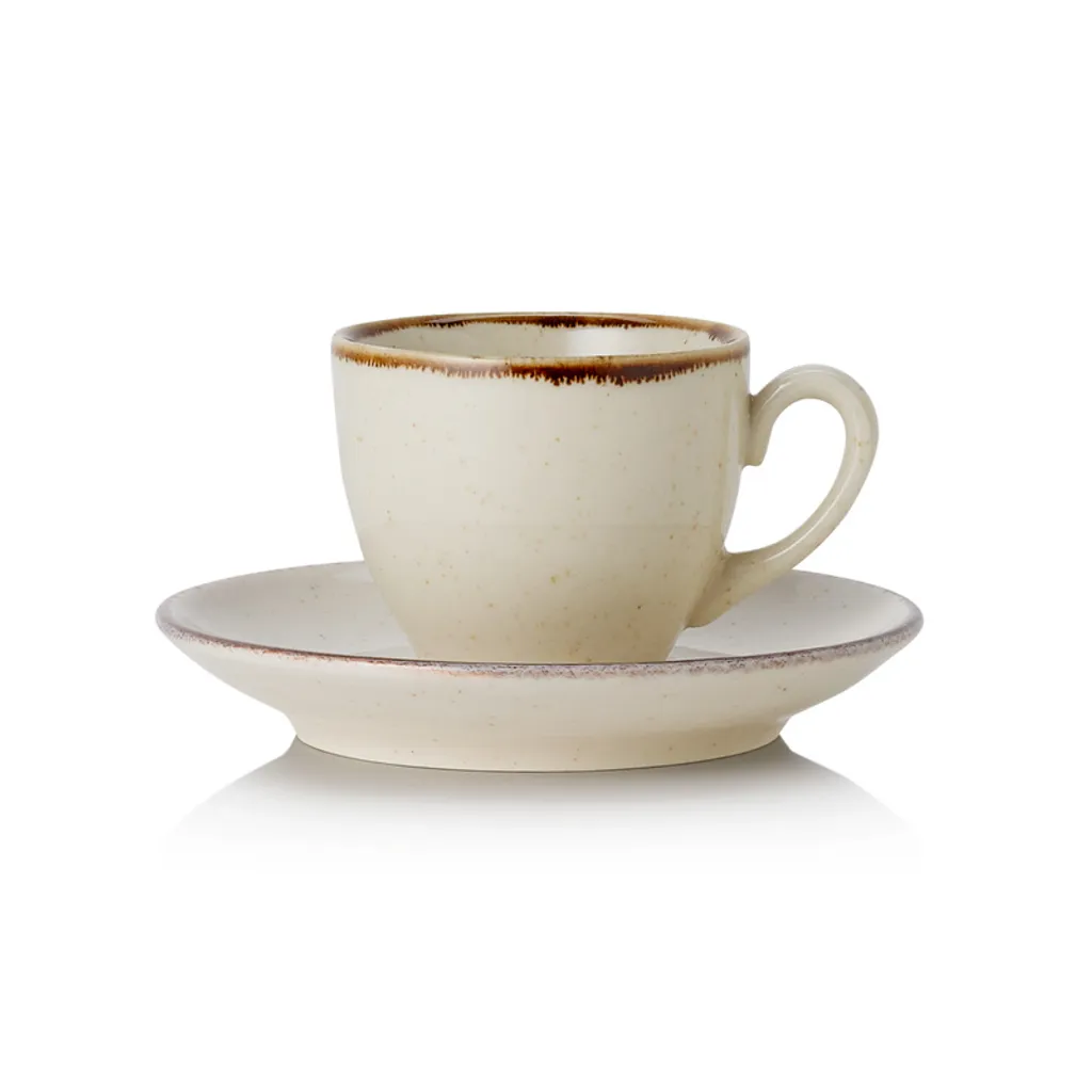 Service à Café 6 Personnes Tasses et Soucoupes SMILLA Design Sable