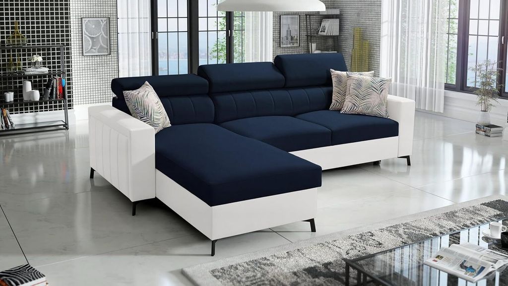 Ecksofa Bella I Maxi mit Schlaffunktion und Stauraum für Bettzeug für das Moderne Wohnzimmer Mono242+ekji