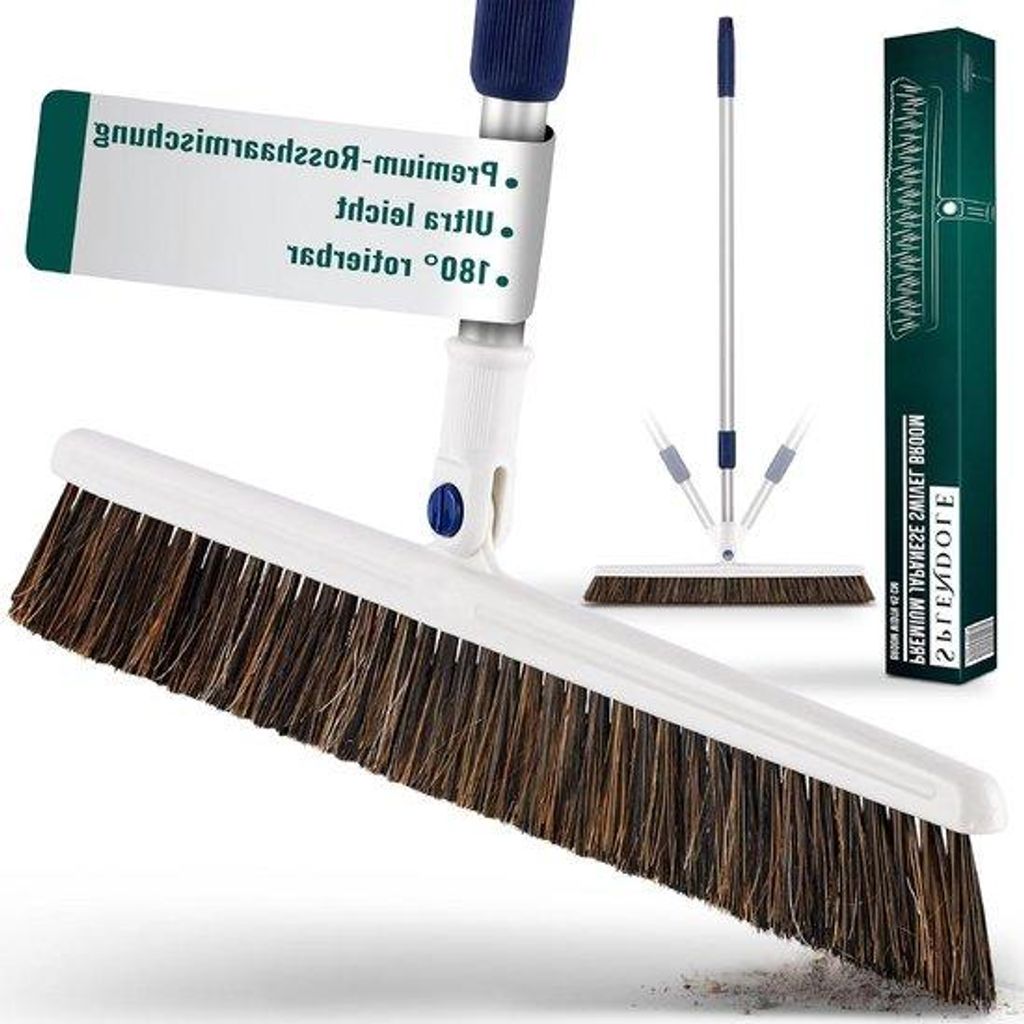 Premium Bürstengerät - 45 cm Breit - Teleskopstahl - Ultraleicht - Pferdehaar-Mischung
