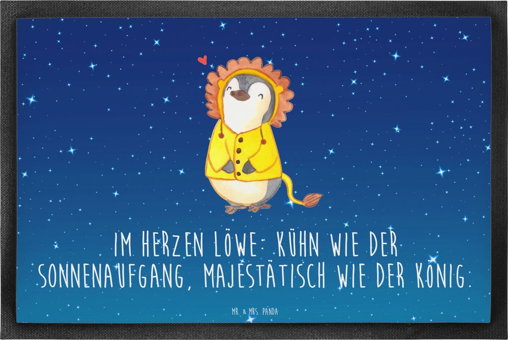 Mr. & Mrs. Panda fußmatte Löwe Astrologie 40 x 60 cm - Sternenhimmel Blau - Geschenk, Schmutzmatte, Geburtstagsgeschenk, Tierkreiszeichen, Sternz...