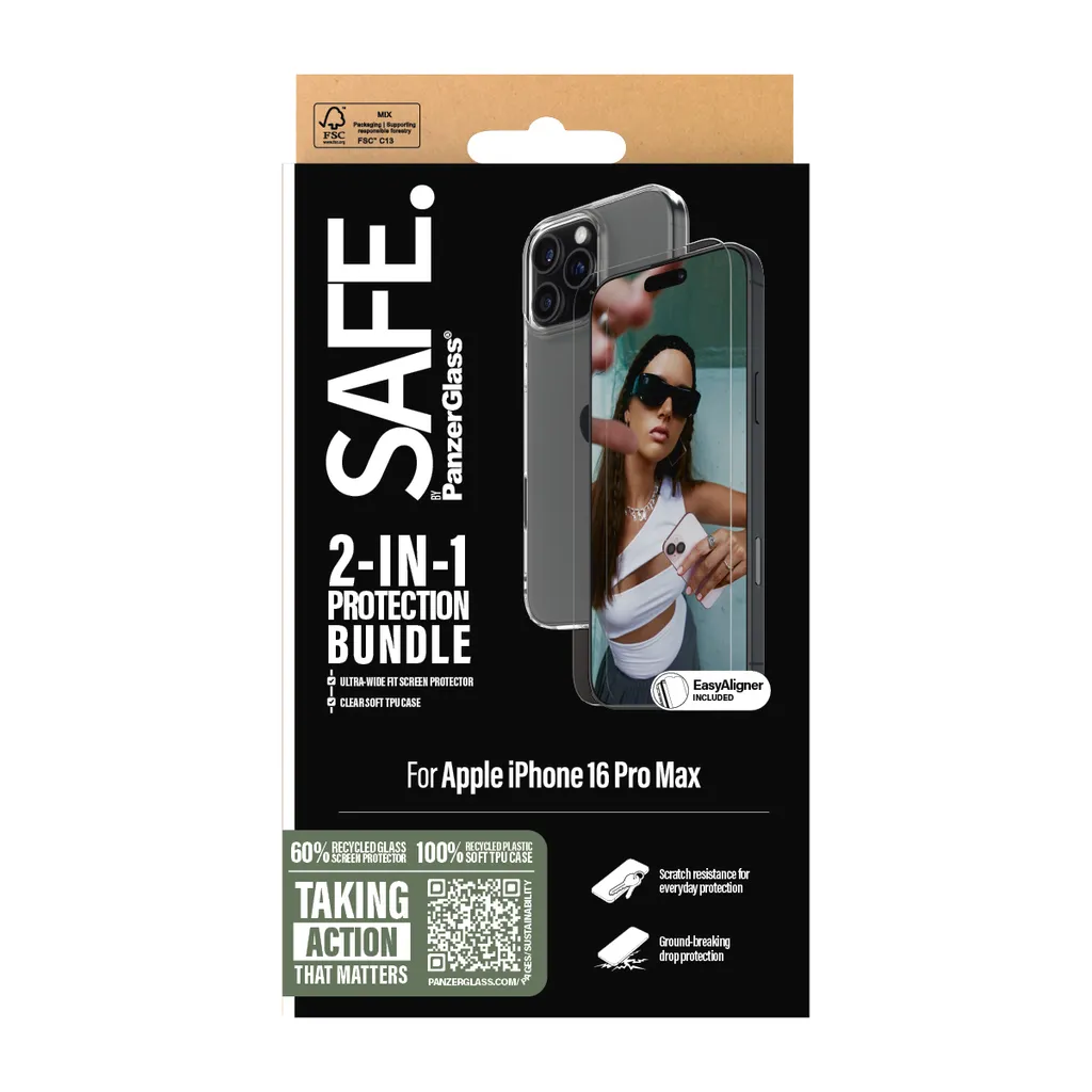 PanzerGlass SAFE. by ® Set di protezione 2 in 1 iPhone 16 Pro Max, Apple, Apple - iPhone 16 Pro Max, Applicazione a secco, Antigraffio, Antiurto, Trasparente, 1 pezzo(i) - 4