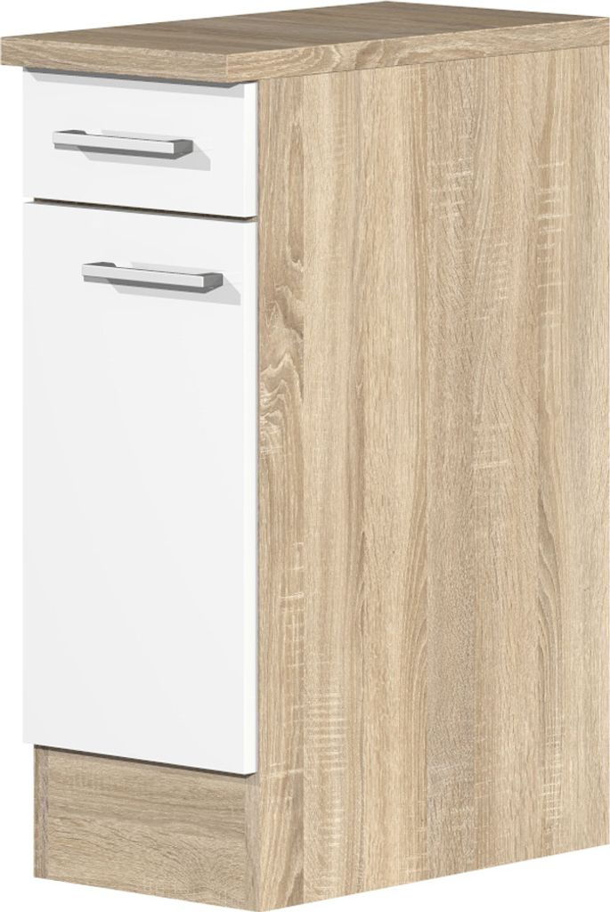 Küchenunterschrank - 30 cm breit - Weiß Sonoma Eiche – Produktbild 
