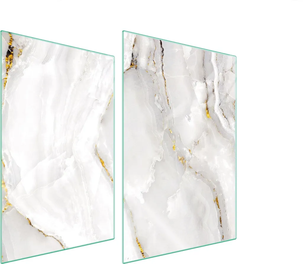Copri Fornelli 2 Pezzi 35x52 Marmo Avorio | Tagliere in Vetro Temperato