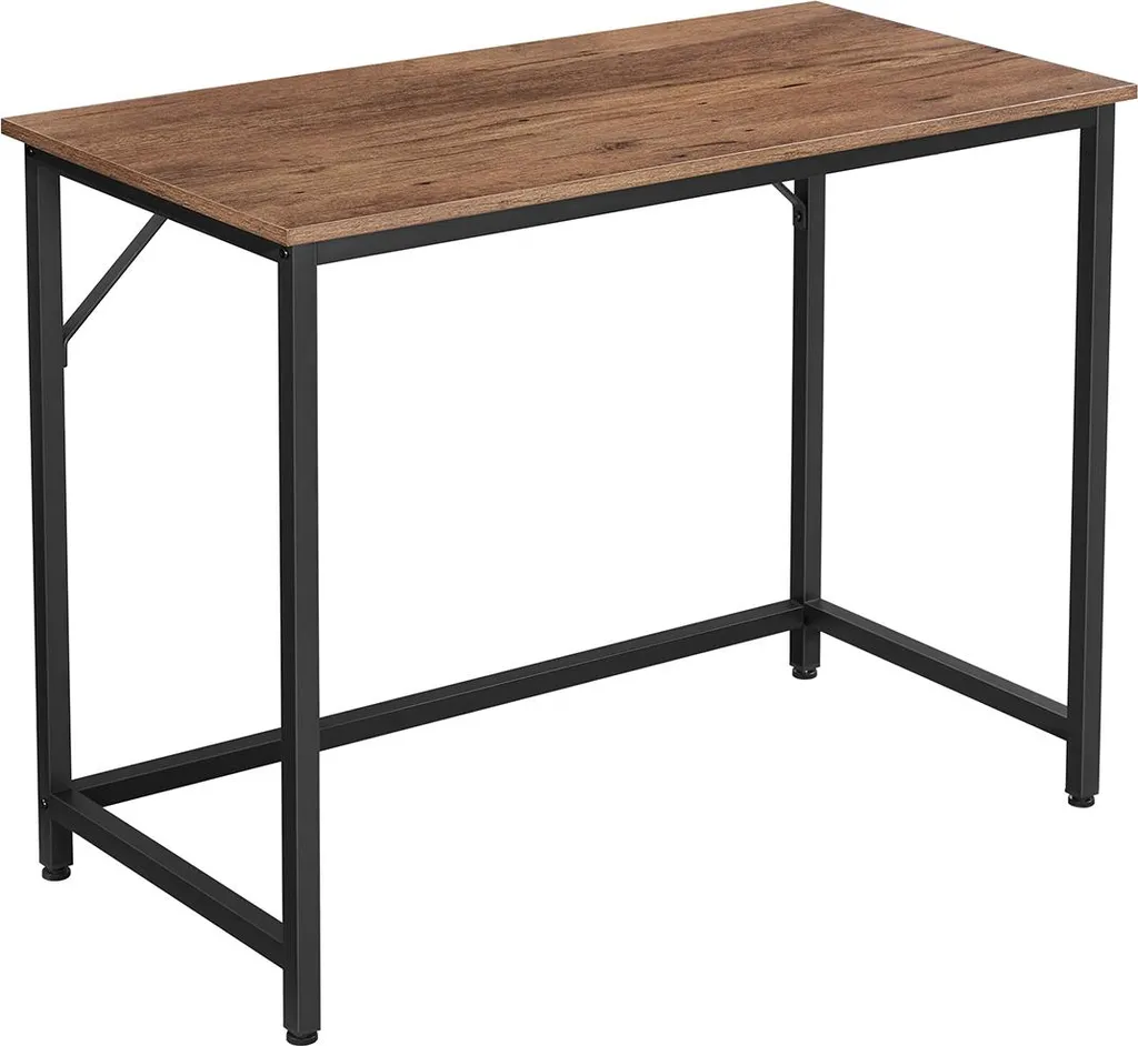 Table de bureau étroite 100 x 50 cm - Bureau compact bois et métal noir
