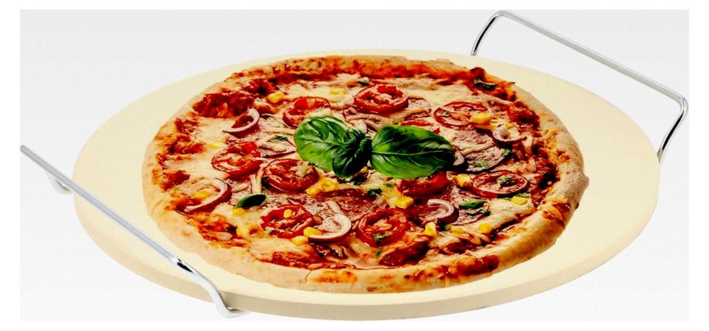 Pizzastein aus Cordierit für Gasgrill und Backofen Ø 30 cm mit 2 Griffen