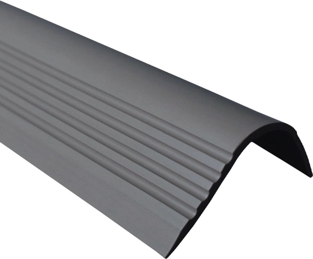 QUEST Treppenkantenprofil 40x52mm, 1.5m, Treppenprofil PVC für Treppenstufen, Treppenkantenschutz mit Rillen, Antirutsch, RGPT, dunkelgrau