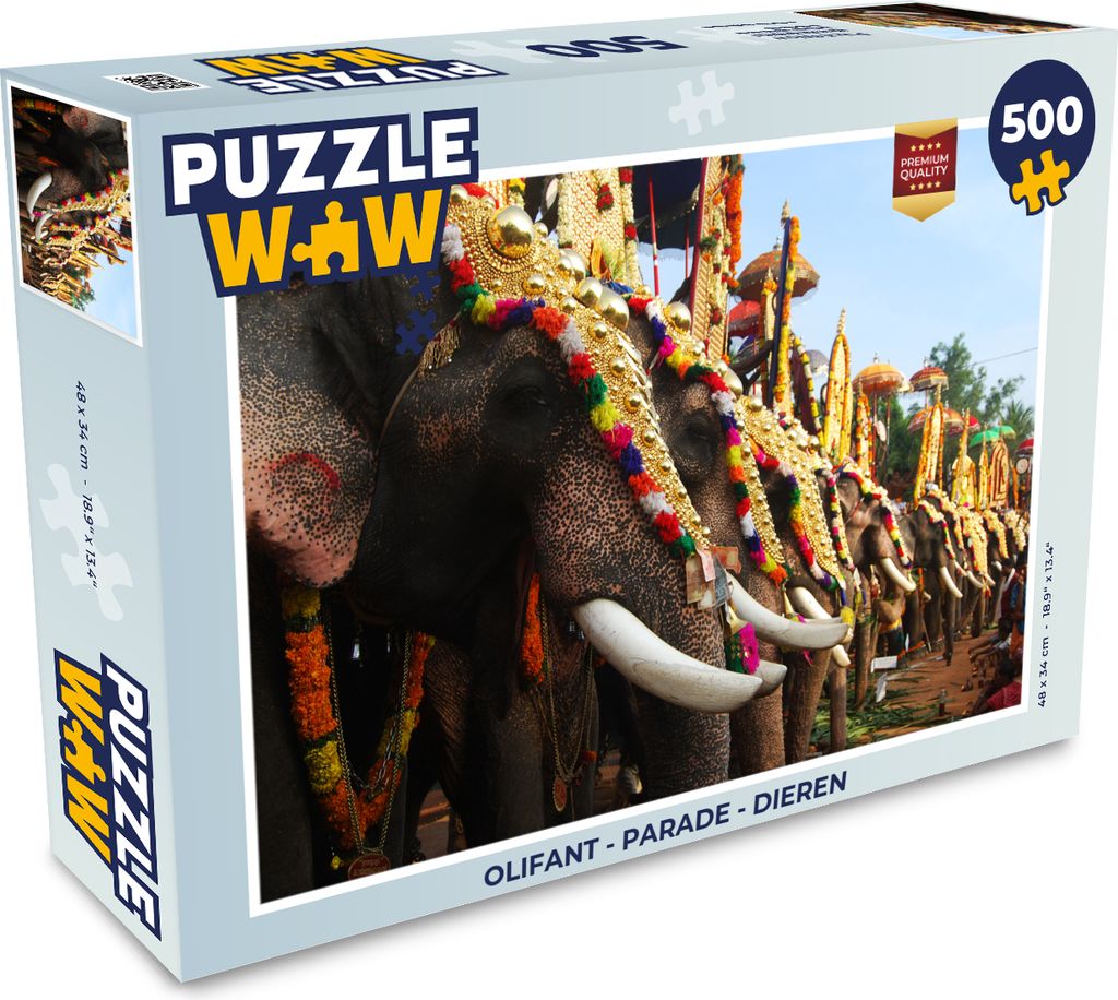 MuchoWow Puzzle 500 Teile Elefant - Parade - Tiere - 500 Teile - Kinder - Selberbauen - Puzzlespiele