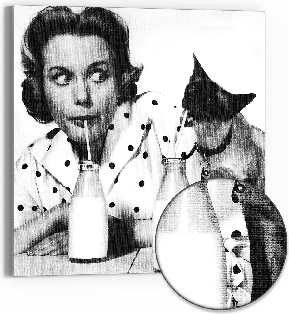 DEQORI Hybrid Leinwand Bild 50x50 cm 'Vintage Genuss' Wandbild Glas flach modern