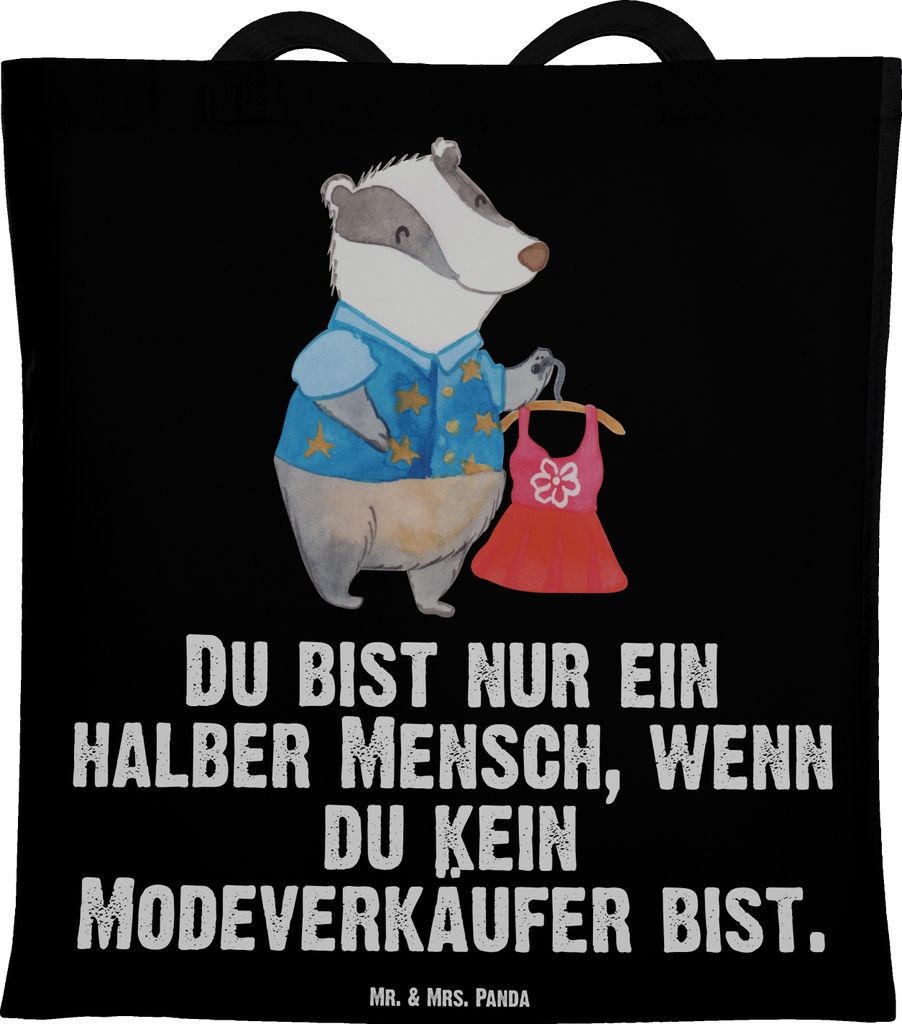 Mr. & Mrs. Panda Beutel Modeverkäufer Herz - Schwarz - Geschenk, Verkäufer, Fashion Store, Uni Tasche, Shopping, Spruch, Lustig, Witzig, Tote Bag...