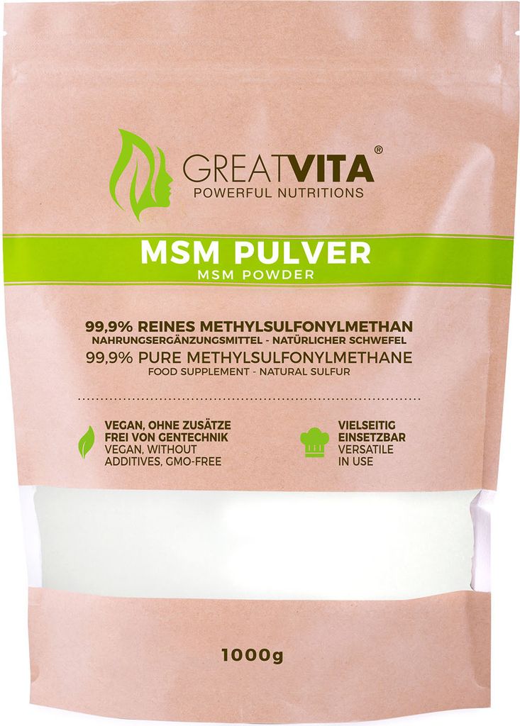 GreatVita MSM Pulver 1000g | 99,9% reines Produktbild 