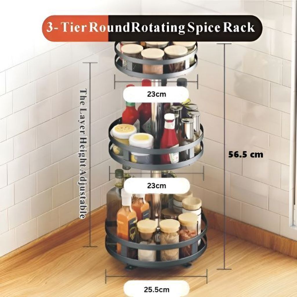 360° drehbarer 3 Etagen Küchenorganizer für Gewürze mit Produktbild 6