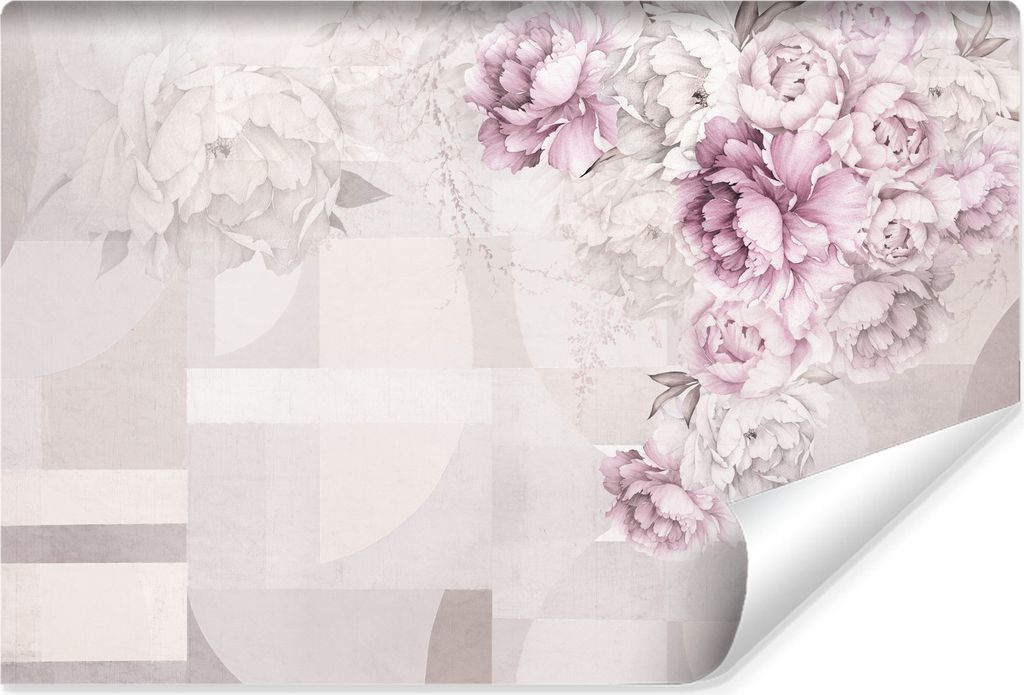 Muralo Vlies Fototapete Für Wohnzimmer PFINGSTROSEN Geometrische Muster Abstraktion Br. 360cm x Hö. 240cm