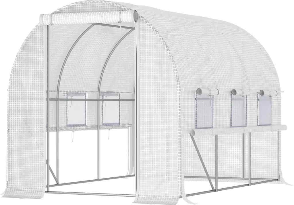 Serre Tunnel de Jardin 6m² - Bâche PE Blanc et Structure Acier robuste
