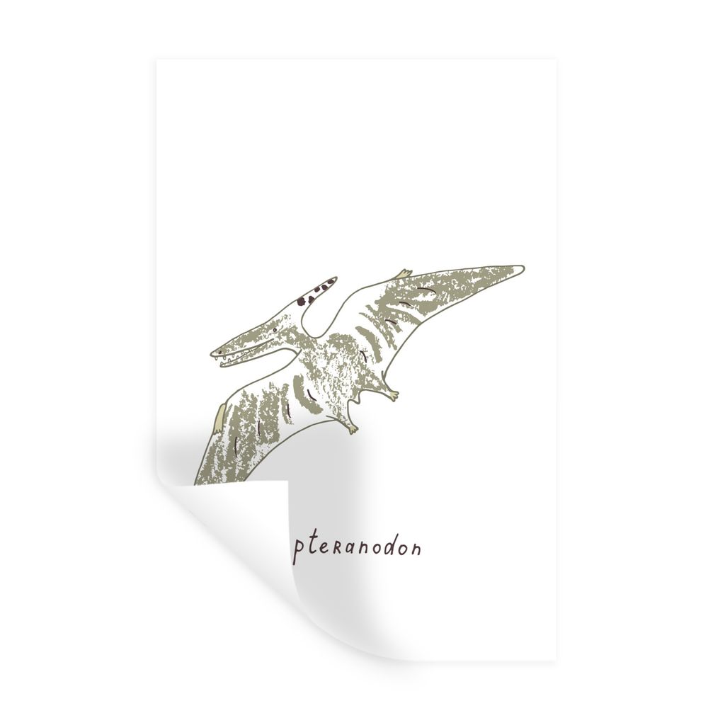 MuchoWow Wandtattoo Wandsticker Wandaufkleber Kinderzimmer - Pteranodon - Grün - Jungen - Mädchen - Kinder 60x90 cm Selbstklebend und Repositio...