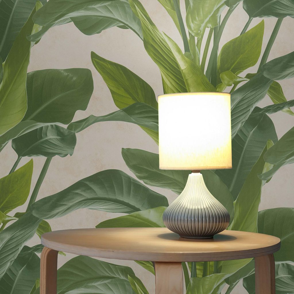 TADESSI Tapete Blumen Lenni M1-No.1598 Vliestapete Grün Creme Natur Palmentapete Wohnzimmer Schlafzimmer Küche