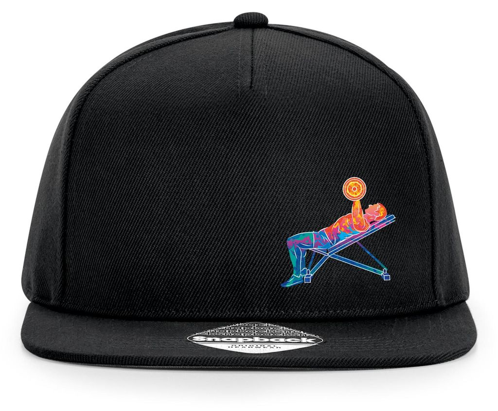 Huuraa Cappy Mütze Fitness Training Bench Press bunte Silhouette Black Polyester Snapback Kappe Geschenkidee