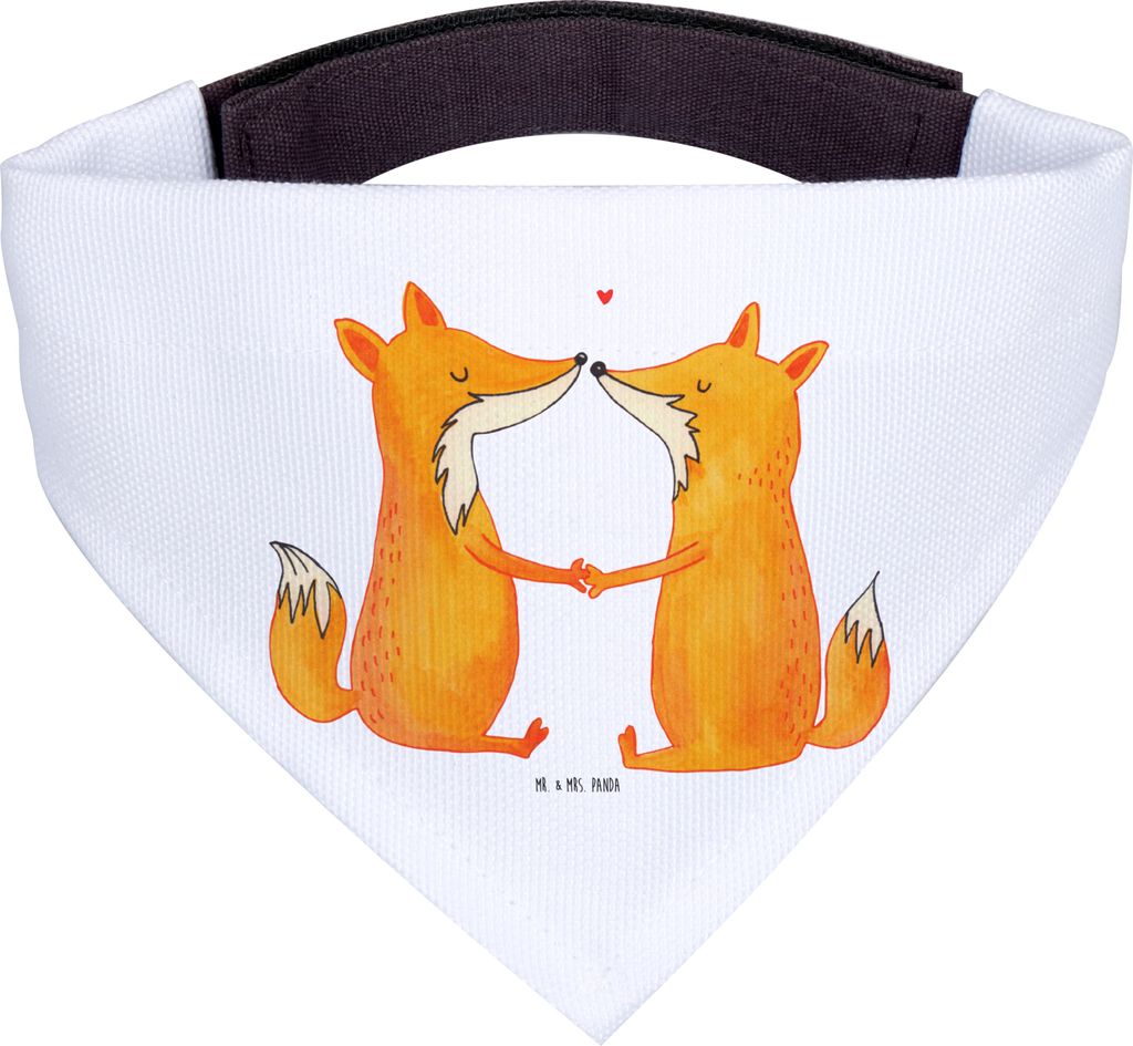 Mr. & Mrs. Panda Bandana Füchse Liebe - Weiß - Geschenk, Hunde Halstuch, Dreieckstuch, Paar, Fuchs, Partner, Hundehalstuch, Fox, Für