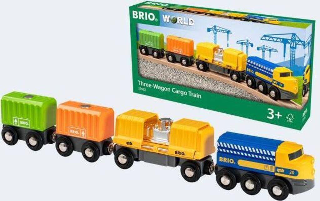 Ravensburger 33982 BRIO Güterzug mit drei Waggons Produktbild 