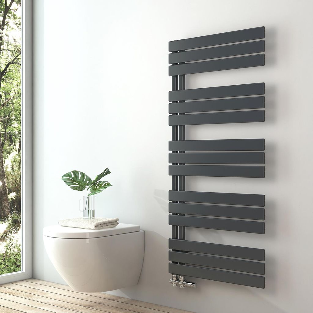 S'AFIELINA 1320x600mm Design Badheizkörper Handtuchheizkörper Flach Paneel Seitenanschlusss Heizkörper für Bad Handtuchtrockner Anthrazit 798 Watt