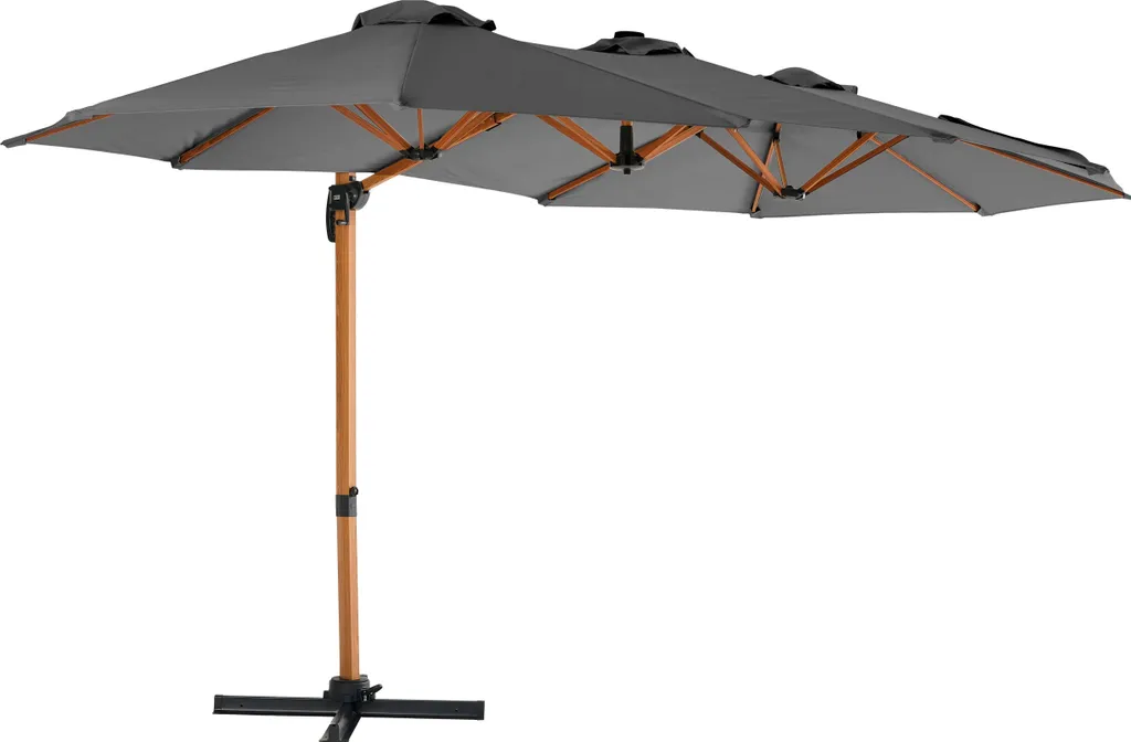 Parasol déporté rotatif 360° Oviala Triano 4,5x2,65m avec housse gris