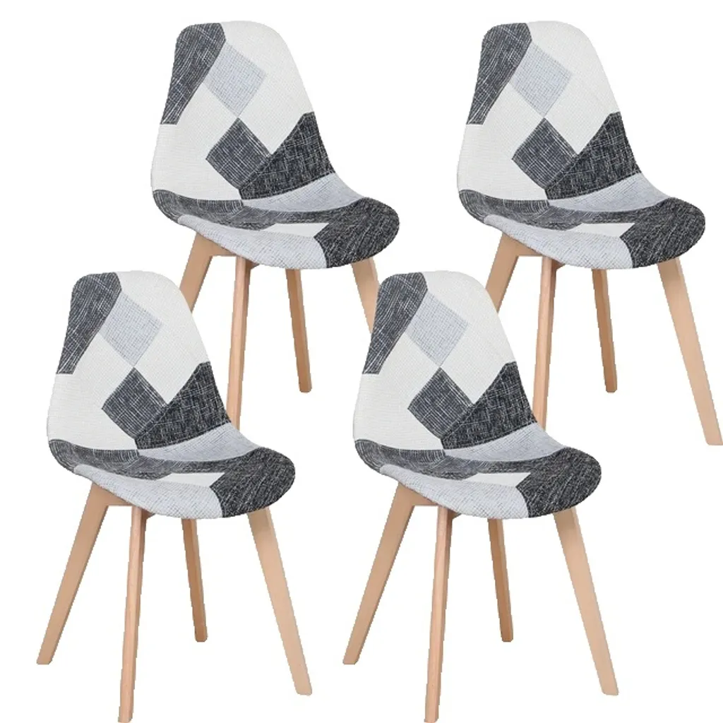 Chaises de bureau patchwork grises pour intérieur moderne et vintage