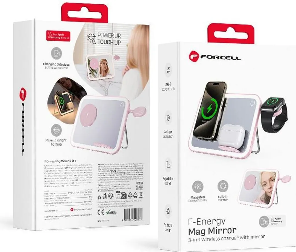 Recensione Forcell F-ENERGY Mag Mirror 15W: 3 in 1 MagSafe Rosa