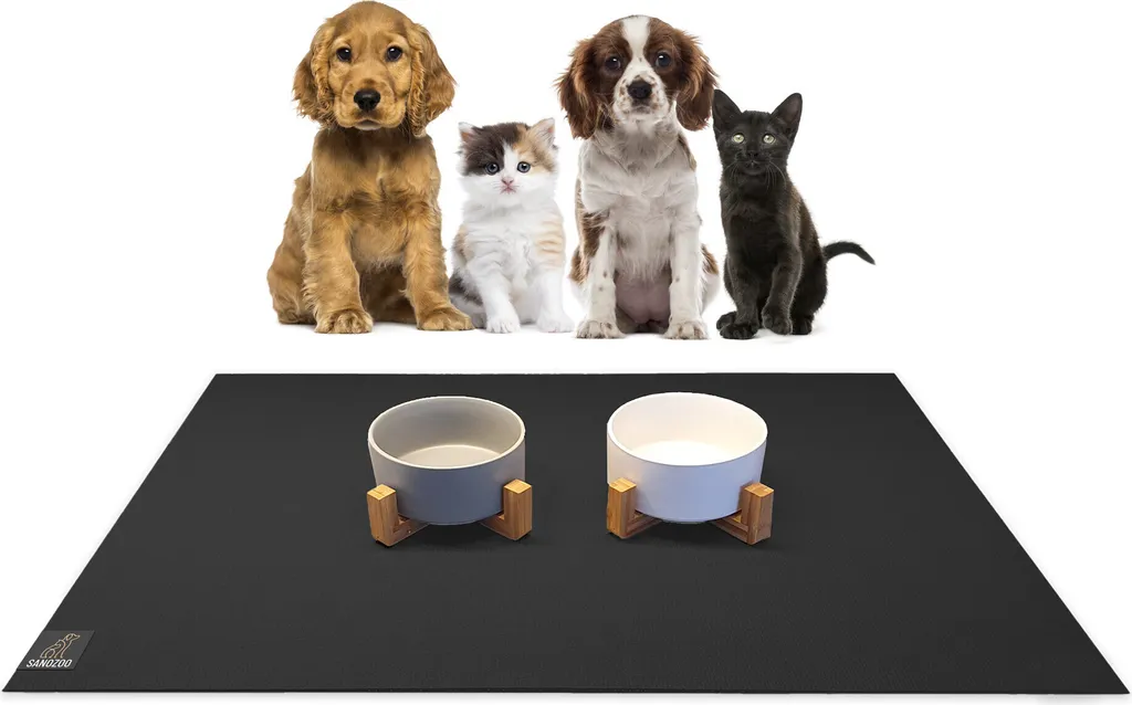SANOZOO® Tappetino Pappa Cane 60x120cm Nero - Sicuro e Atossico Oeko-Tex - 11