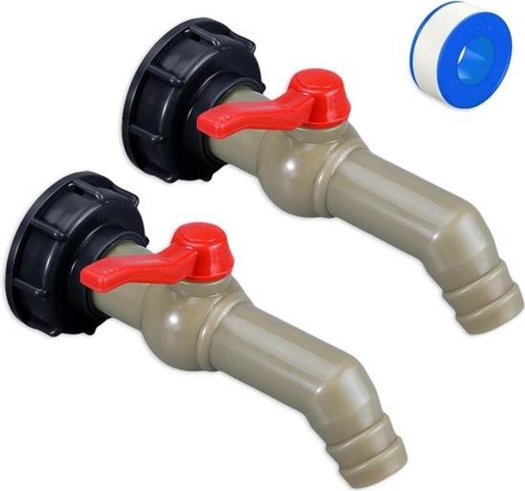 HTML-Inhalt | 2 Stück Ablassventil-IBC-Tankadapter – 1-Zoll-Hahn – Kugelhahn – Zubehör – Schlauchdüse 27 mm | Regenwassertank