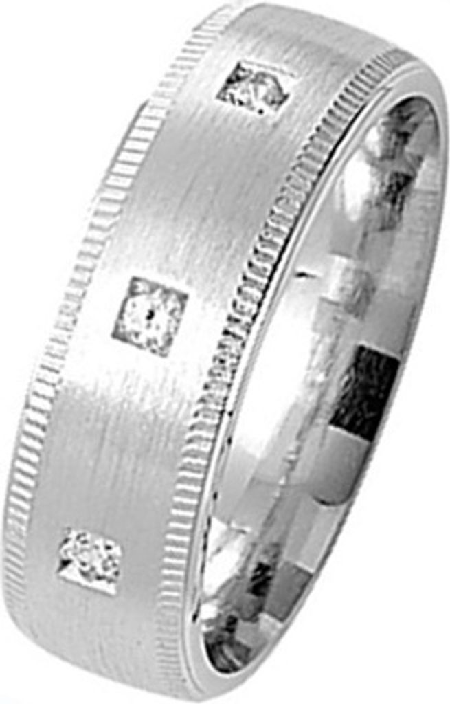 925 Sterling Silber 7mm Soft Court Form Milgrain Herren/Damen - Trauring/Ehering/Hochzeitsring mit Zirkonia, 54 (17.2); TRS29452RSN