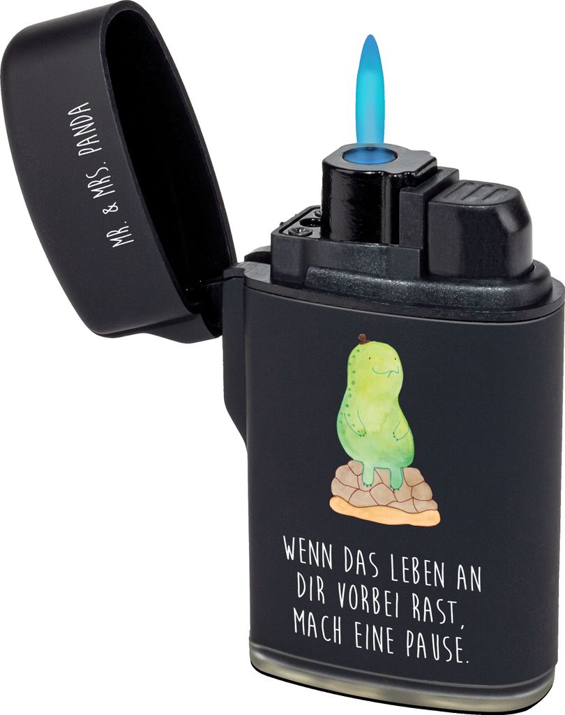Mr. & Mrs. Panda Feuerzeug Schildkröte Pause - Schwarz - Geschenk, Achtsamkeit, Achtsam, zigarettenanzünder, Panzer, Feuerzeuge, gas anzünder, s...
