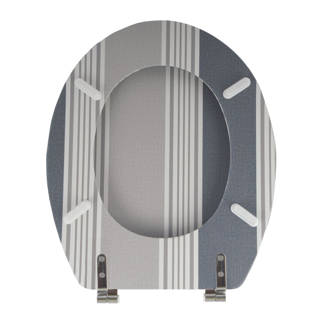 MSV WC Sitz Toilettendeckel MDF Holzkern „Bambus Cardiff Grau“ Scharniere aus Edelstahl - hochwertige und stabile Qualität