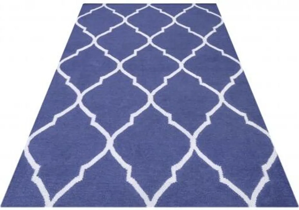Tapis Kelim Caroline bleu foncé 120x180 cm - Tissage plat artisanal chic