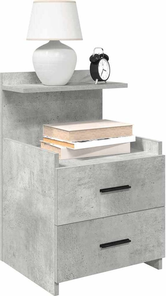 vidaXL Nachttisch mit 2 Schubladen Betongrau 40x36,5x62 cm