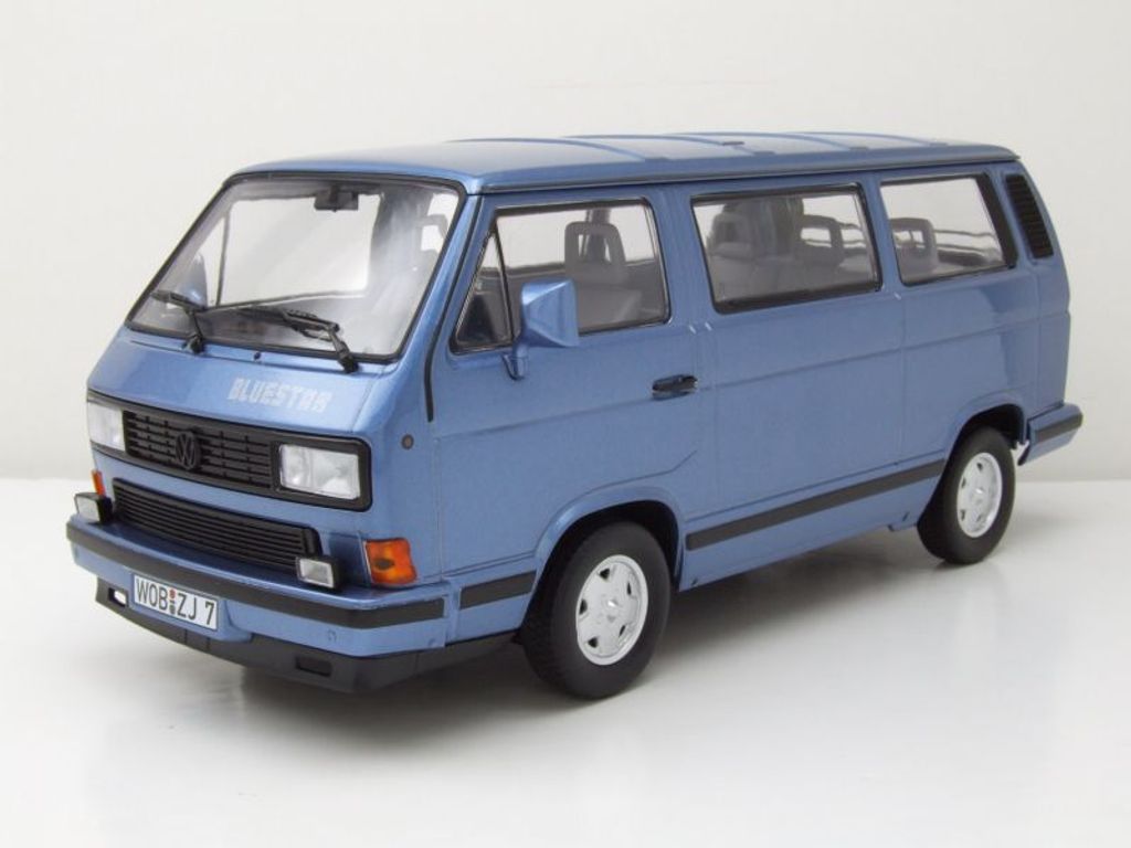 VW T3 Bus "Bluestar" 1990 blau Modellauto 1:18 Norev Produktbild 