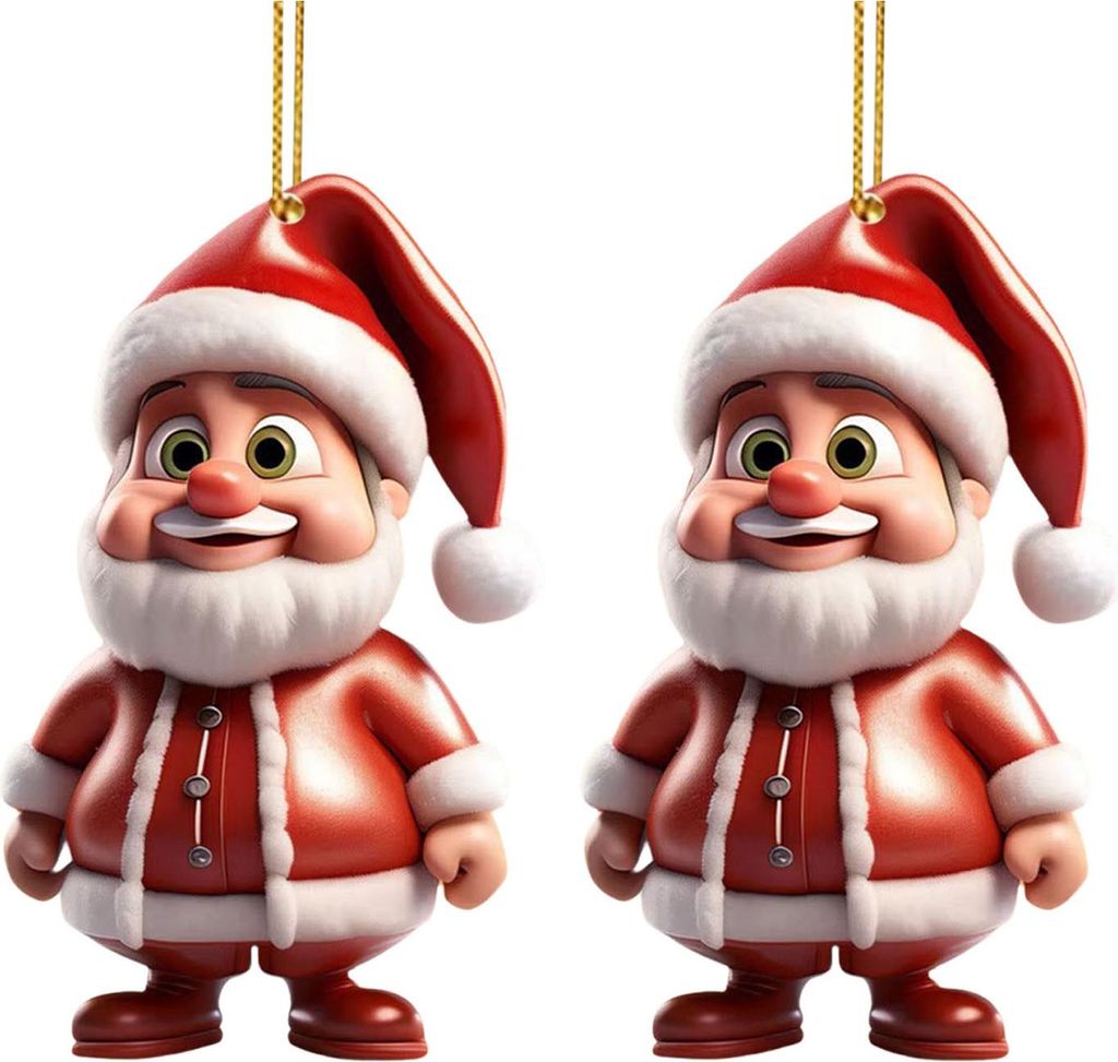 Weihnachtsmann-Dekoration, 2D-Acryl-Hängeornament, Cartoon-Weihnachtsmann, Weihnachtsbaum-Dekoration für Kaminsims, Wand, Fensterdekoration