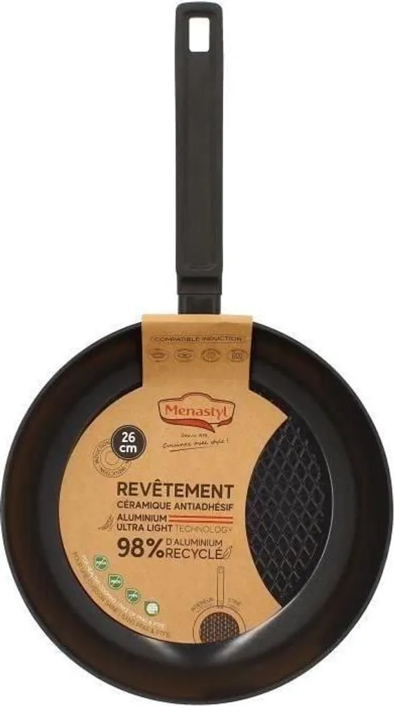Menastyl Padella Professionale 26cm 6020637 Alluminio Forgiato Nero