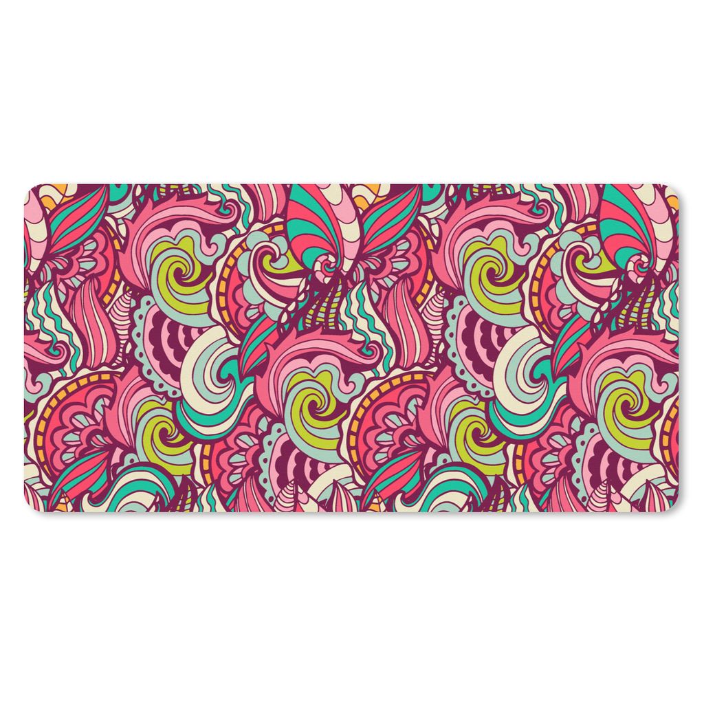 MuchoWow Mauspad Mousepad Blumen - Blätter - Regenbogen - Design 60x30 cm - Mousepads - Maus Mat - Pad - Mausunterlage - Nachhaltig
