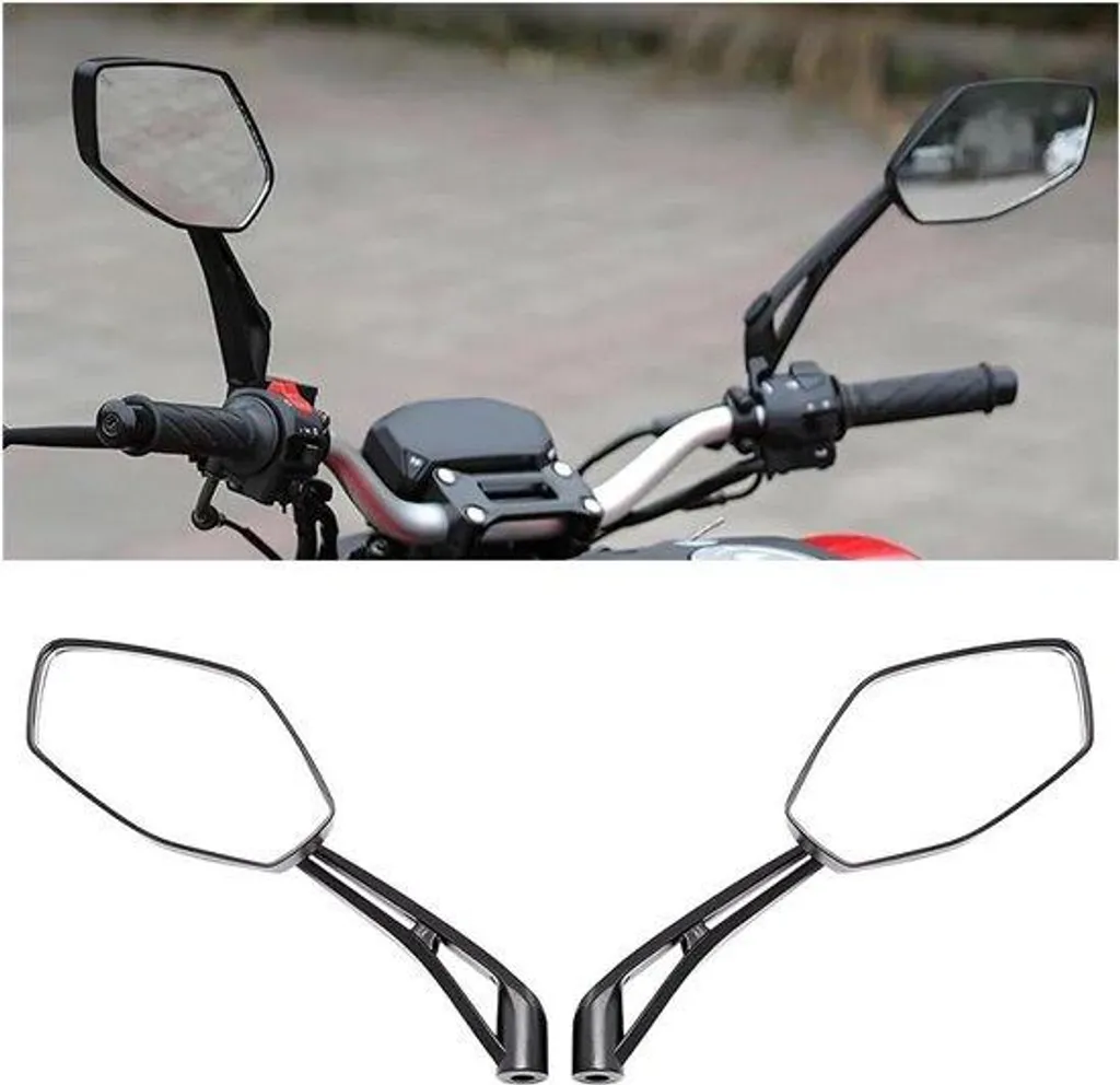 Rétroviseur Moto Universel - Vision Claire avec Support ABS Noir - Modèle V1
