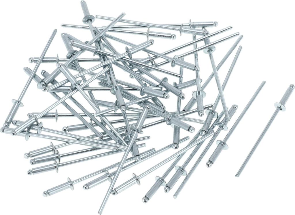 50 Stk. Kuppelkopf Großkopf Blindnieten 2,4 mm Griffdurchmesser 6 mm Grifflänge 4,8 mm Flanschdurchmesser Silberfarbenes Eisen