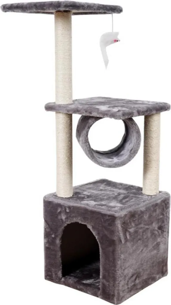 Arbre à chat avec tunnel et plateforme de repos 30x30x107cm Beige