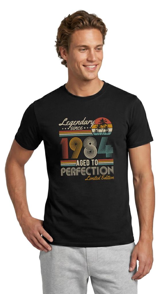 Spreadshirt Legendary Since 1984 Geschenk 40. Geburtstag Männer T-Shirt, S, Schwarz