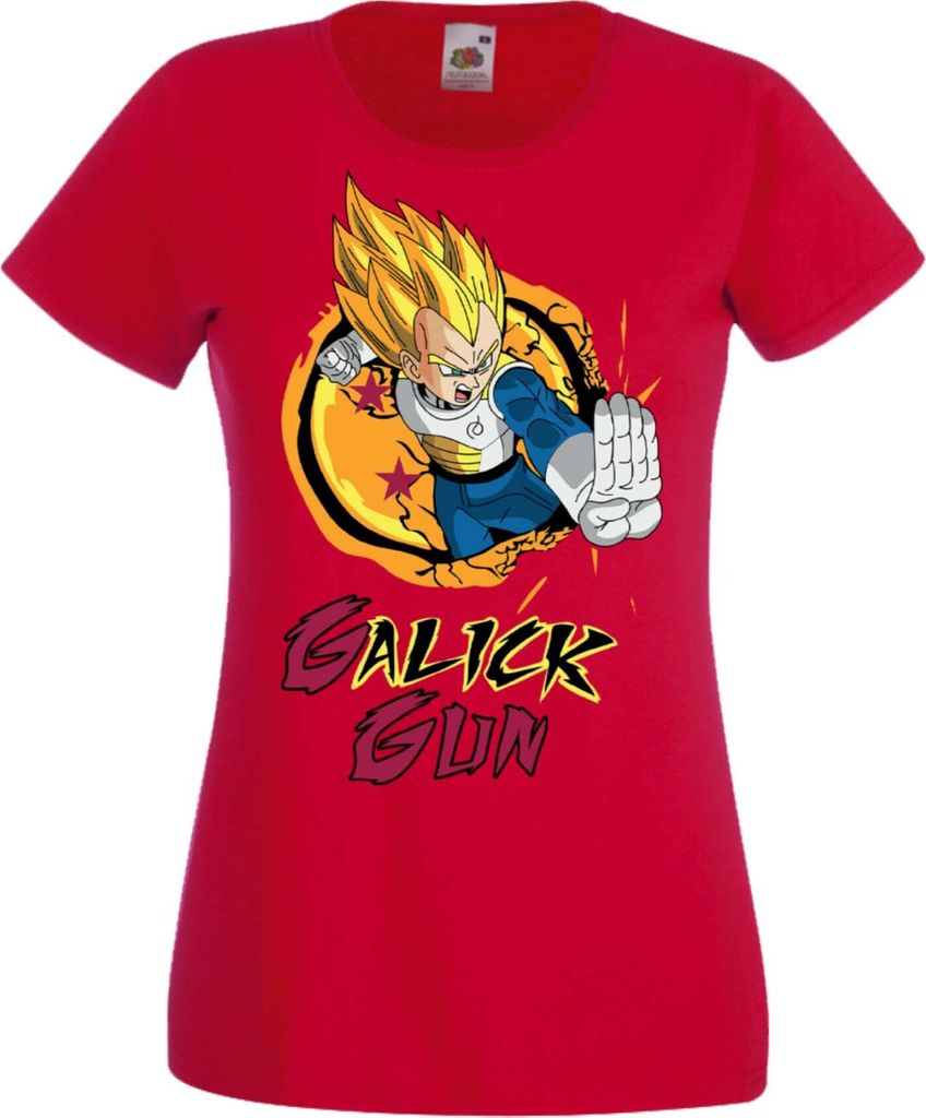 Damen T-Shirt Manga Anime Dragon Anime Manga Ball Z Vegeta Galick Gun Galick Gun, Lady XS / Rot