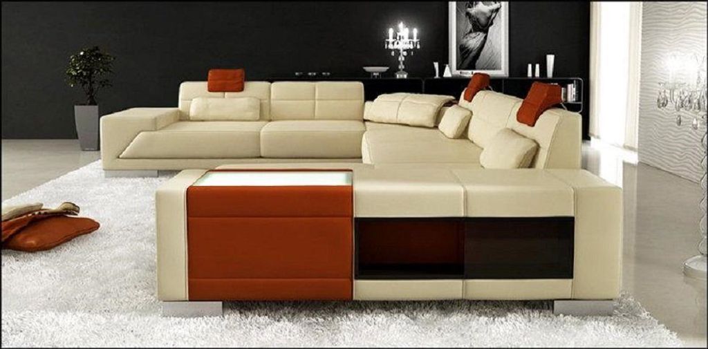 Wohnlandschaft Ecksofa U Form XXL BIG Polster Leder