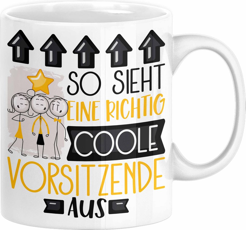 Vorsitzende Geschenk Tasse Lustig Geschenkidee für Vorsitzende Geburtstag So Sieht Eine Richtig Coole Vorsitzende Aus Frauen Spruch (Weiß)