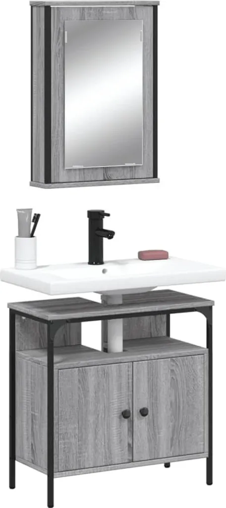 Best Möbel Set Mobili Bagno 2 Pezzi Grigio Sonoma - Arredo Moderno Cloris