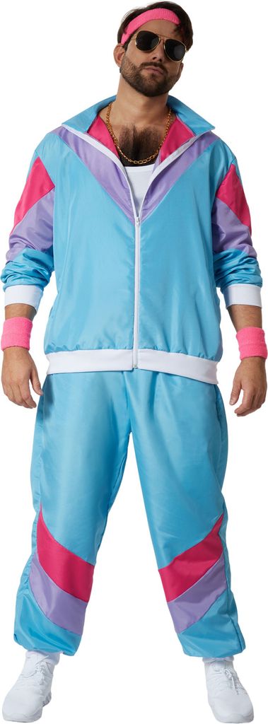 dressforfun Herrenkostüm Retro 80er 90er Jahre Jogginganzug Set