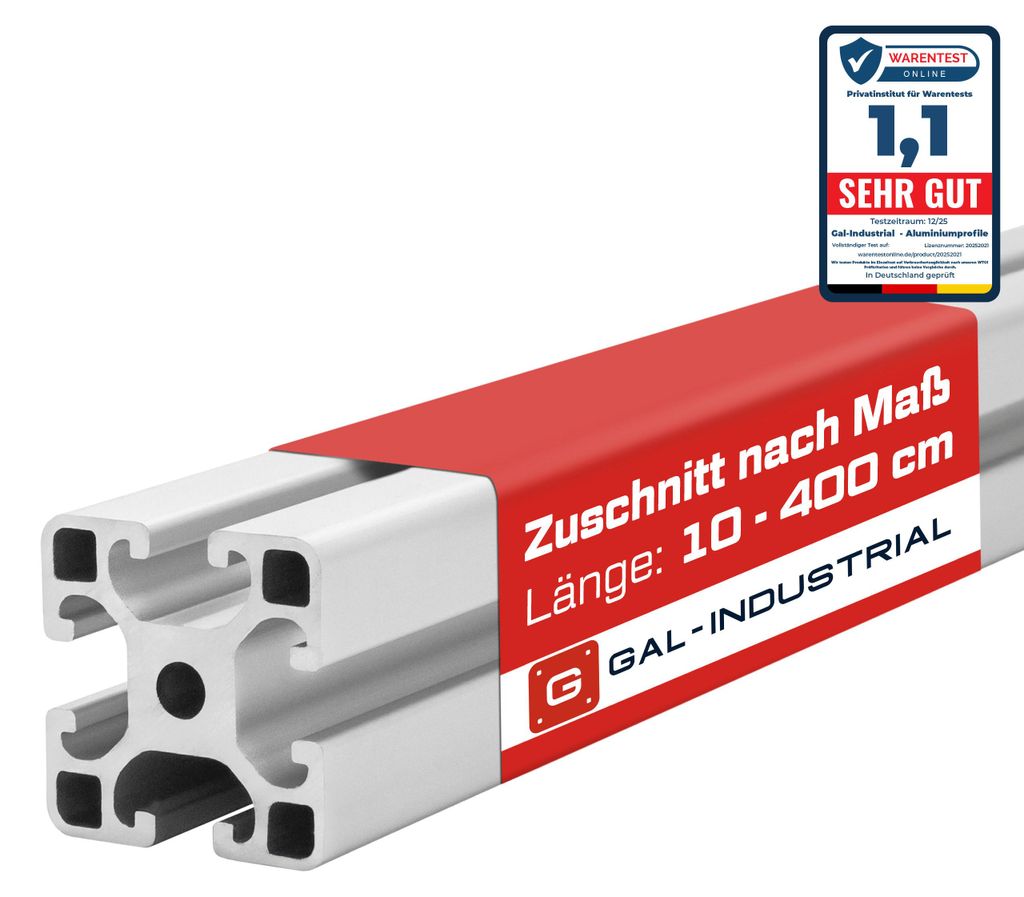 GAL-INDUSTRIAL | Konstruktionsprofil Aluminium Montageprofil – 40x40mm – 200cm - Zuschnitt nach Maß